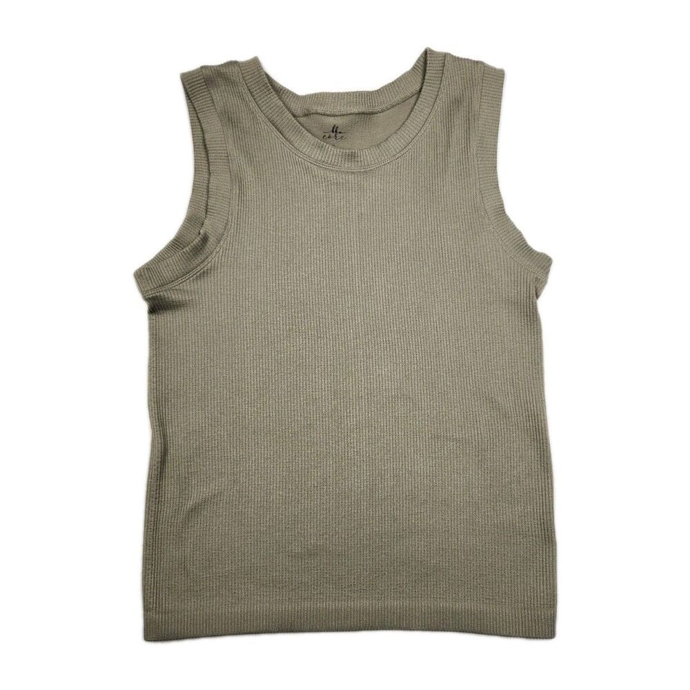 BKE Core Ribbed Tank Olive Green Womens M/L Casual Athlesiure Contour